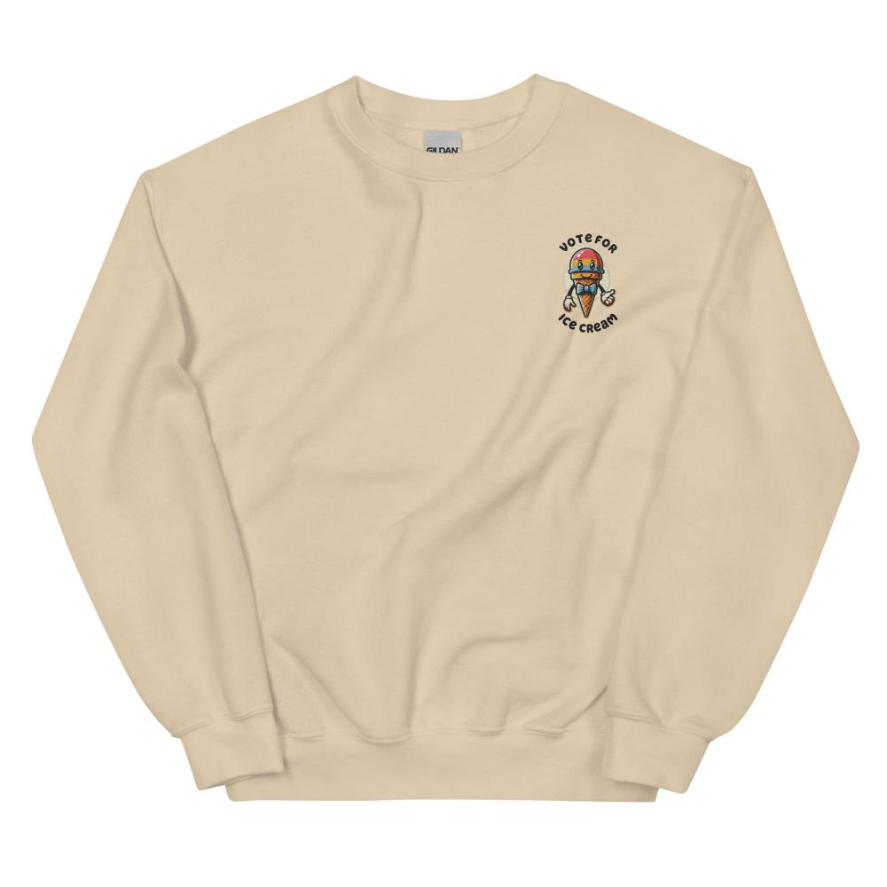 Vote For Ice Cream Embroidered Sweatshirt - Sand Color - https://ascensionemporium.net